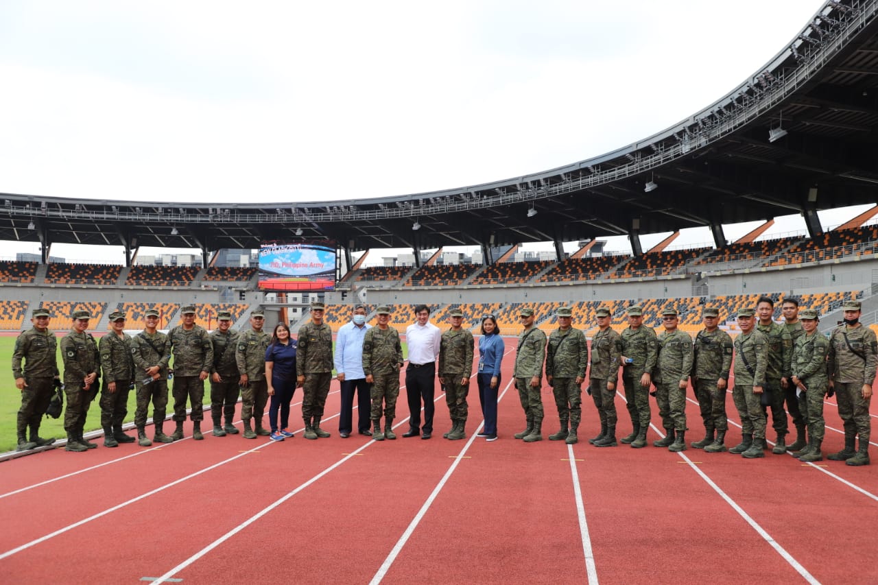 Attending troopers from 7th Infantry (Kaugnay) Division of the Philippine Army tour the world-class facilities in the New Clark City, one of the host venues of the 30th Southeast Asian Games. (BCDA photo)
