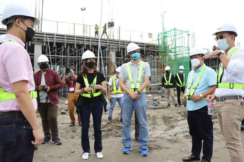 Representatives of NAS, BCDA and DepEd, as well as lawmakers and local officials, visit the construction site of NAS in New Clark City on Saturday, October 9